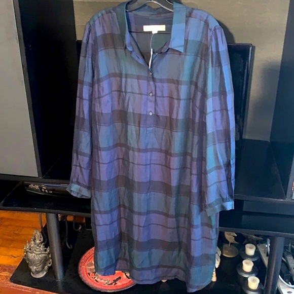 Loft Plus size 16 plaid shirt dress NWT lined - Picture 1 of 4